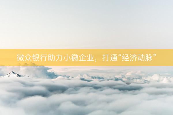 微众银行助力小微企业，打通“经济动脉”
