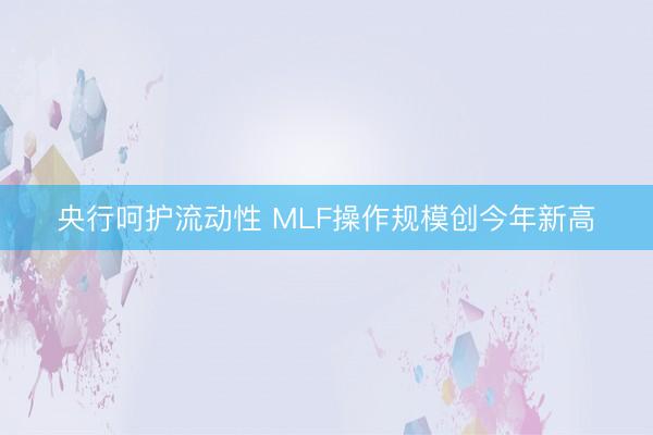 央行呵护流动性 MLF操作规模创今年新高