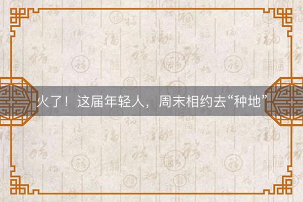 火了！这届年轻人，周末相约去“种地”