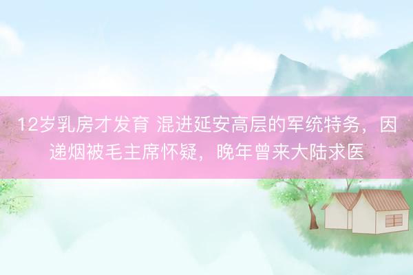 12岁乳房才发育 混进延安高层的军统特务，因递烟被毛主席怀疑，晚年曾来大陆求医