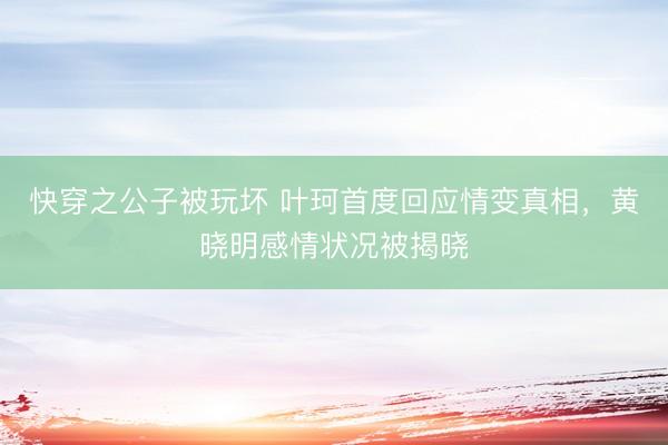 快穿之公子被玩坏 叶珂首度回应情变真相，黄晓明感情状况被揭晓
