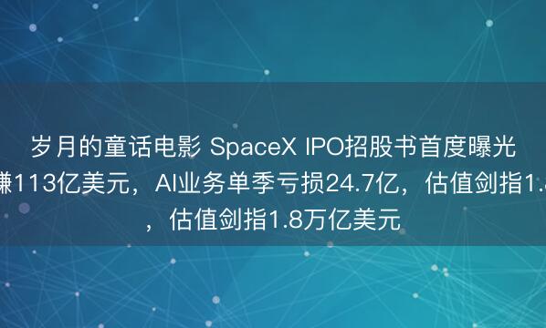 岁月的童话电影 SpaceX IPO招股书首度曝光:星链年赚113亿美元,AI业务单季亏损24.7亿,估值剑指1.8万亿美元