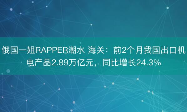 俄国一姐RAPPER潮水 海关：前2个月我国出口机电产品2.89万亿元，同比增长24.3%