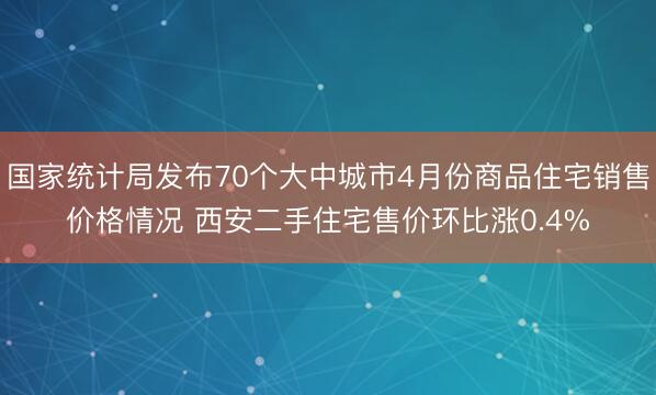 国家统计局发布70个大中城市4月份商品住宅销售价格情况 西安二手住宅售价环比涨0.4%