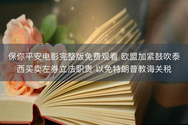 保你平安电影完整版免费观看 欧盟加紧鼓吹泰西买卖左券立法职责 以免特朗普教诲关税