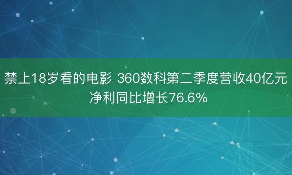 禁止18岁看的电影 360数科第二季度营收40亿元 净利同比增长76.6%