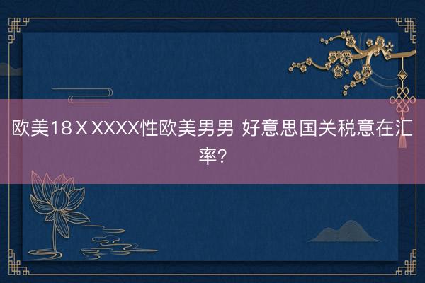 欧美18ⅩXXXX性欧美男男 好意思国关税意在汇率?