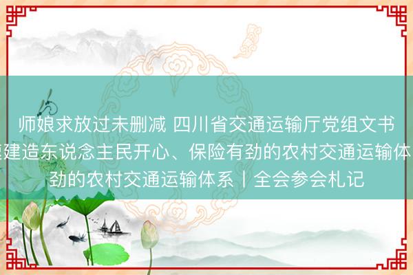 师娘求放过未删减 四川省交通运输厅党组文书、厅长黄河：加速建造东说念主民开心、保险有劲的农村交通运输体系丨全会参会札记
