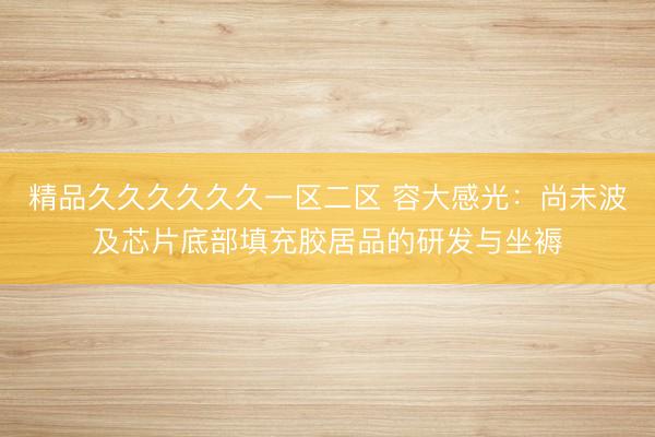 精品久久久久久久一区二区 容大感光:尚未波及芯片底部填充胶居品的研发与坐褥