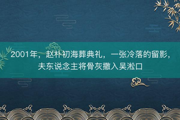 2001年，赵朴初海葬典礼，一张冷落的留影，夫东说念主将骨灰撒入吴淞口