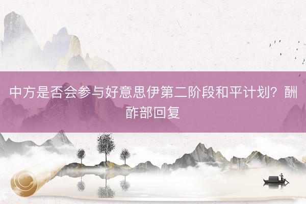 中方是否会参与好意思伊第二阶段和平计划？酬酢部回复